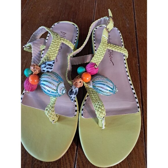 Betsey Johnson Womens 8M Green Multi Sea Shell Flat Slingback Sandals - Picture 4 of 4